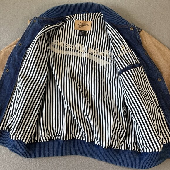 VTG Turning Point John Deere Denim Jacket 90s Mens M Bomber Embroidered Logo - Picture 13 of 14